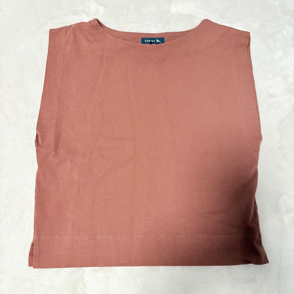 Soeur Paris Organic Cotton Sleeveless Top Womens Terracotta Small Minimalist